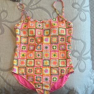 Pink Lily Multicolor Crochet Swimsuit